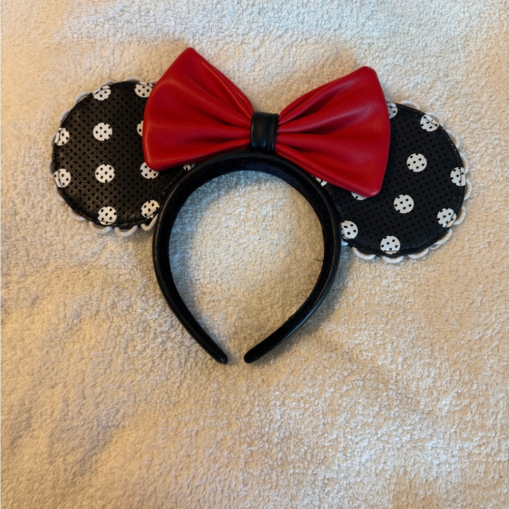 Loungefly Disney Polka Dot Mouse Ears Headband with Red Bow
